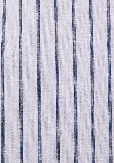 Afficher les détails de Chemise À Manches Longues Marine Regular Fit Rayé Lin Homme
