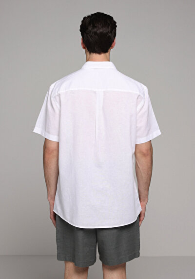 Image de Chemise À Manches Courtes Blanc Droit Regular Fit Homme