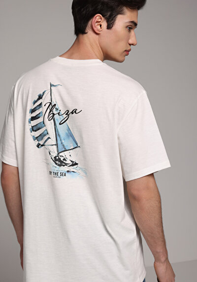 Image de T-shirt À Manches Courtes Blanc Comfort Fit Droit Homme