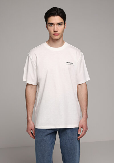 Image de T-shirt À Manches Courtes Blanc Comfort Fit Droit Homme
