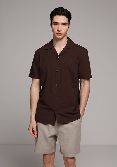 Image de Chemise À Manches Courtes Marron Jakarli Regular Fit Homme
