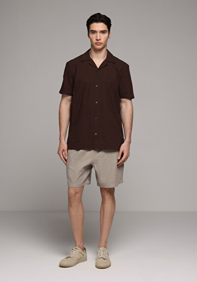 Image de Chemise À Manches Courtes Marron Jakarli Regular Fit Homme
