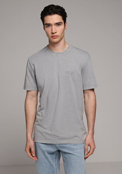 Image de T-shirt À Manches Courtes Gris Regular Fit Droit Homme
