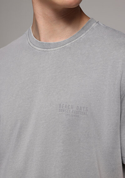 Image de T-shirt À Manches Courtes Gris Regular Fit Droit Homme