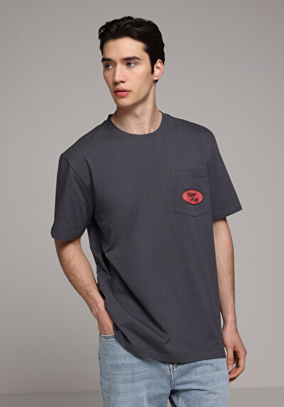 Image de T-shirt À Manches Courtes Anthracite Comfort Fit Droit Homme