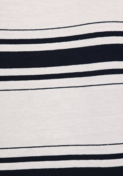 Image de T-shirt À Manches Courtes Blanc Regular Fit Rayé Homme