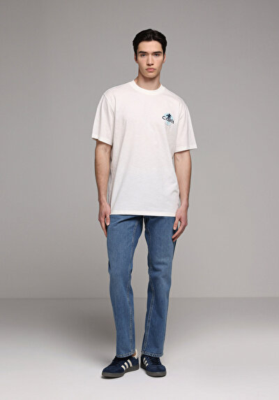 Image de T-shirt À Manches Courtes Blanc Comfort Fit Droit Homme
