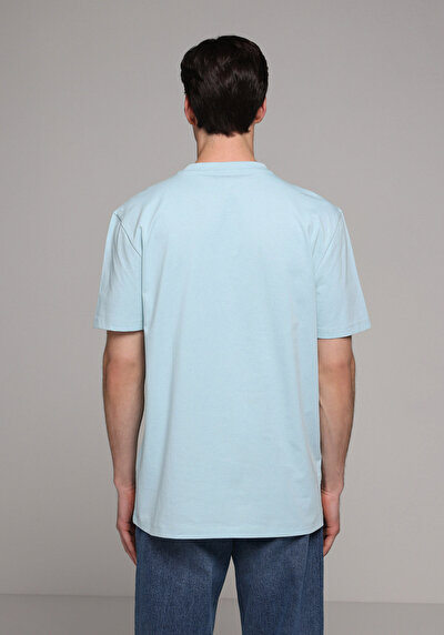 Image de T-shirt À Manches Courtes Bleu Regular Fit Droit Homme