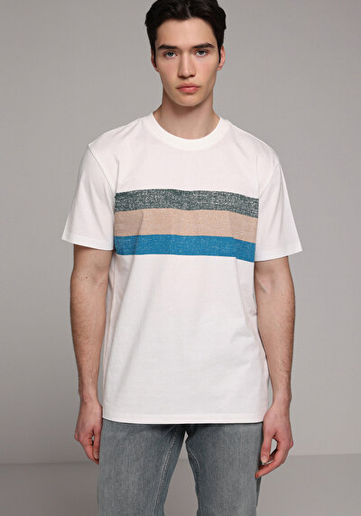 Image de T-shirt À Manches Courtes Blanc Regular Fit Droit Homme
