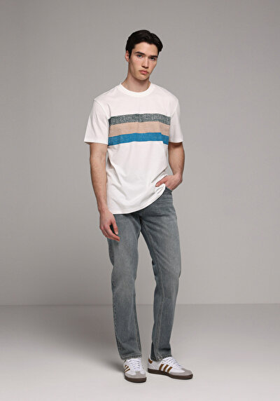 Image de T-shirt À Manches Courtes Blanc Regular Fit Droit Homme