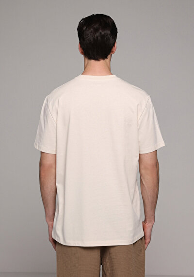 Image de T-shirt À Manches Courtes Beige Regular Fit Droit Homme