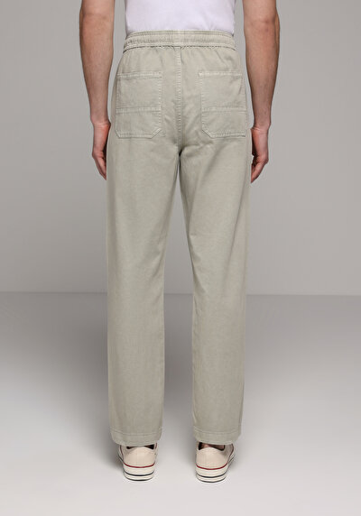 Image de Pantalon Kaki Straight Leg Medium Rise En Sergé Regular Fit Homme
