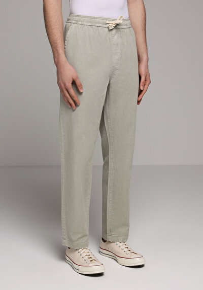 Image de Pantalon Kaki Straight Leg Medium Rise En Sergé Regular Fit Homme