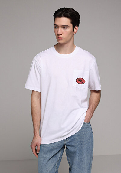 Image de T-shirt À Manches Courtes Blanc Comfort Fit Droit Homme