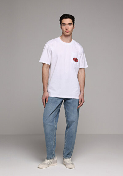Image de T-shirt À Manches Courtes Blanc Comfort Fit Droit Homme