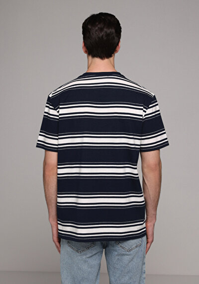 Image de T-shirt À Manches Courtes Marine Regular Fit Rayé Homme