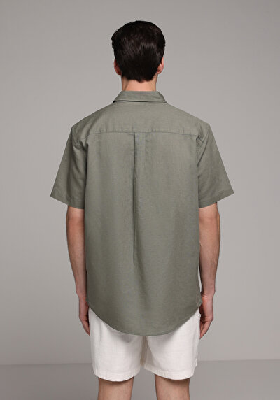 Image de Chemise À Manches Courtes Kaki Droit Regular Fit Homme
