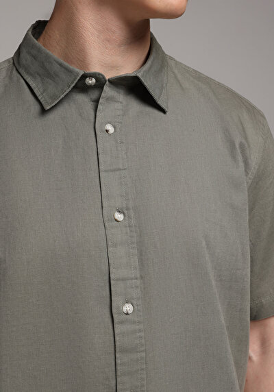 Image de Chemise À Manches Courtes Kaki Droit Regular Fit Homme