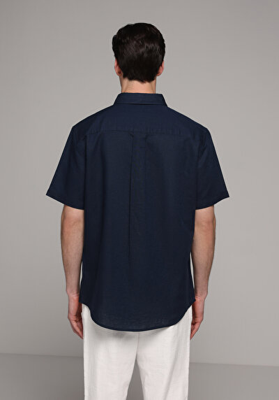 Image de Chemise À Manches Courtes Marine Droit Regular Fit Homme