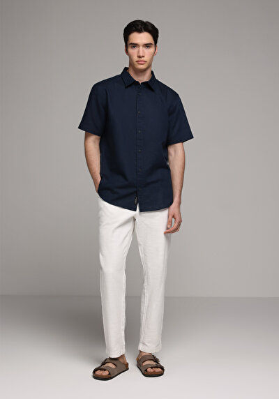 Image de Chemise À Manches Courtes Marine Droit Regular Fit Homme