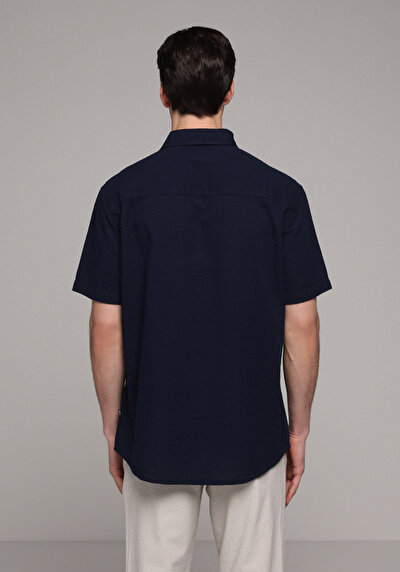 Image de Chemise À Manches Courtes Marine Droit Regular Fit Homme