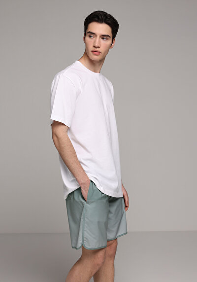 Image de Short De Bain Vert Slim Fit Doublé Homme