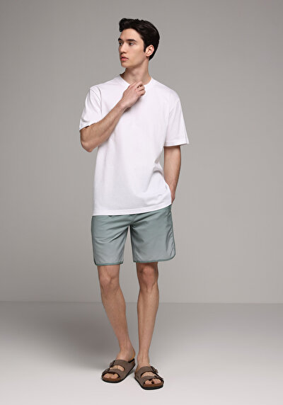 Image de Short De Bain Vert Slim Fit Doublé Homme