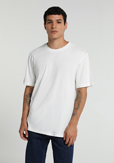Image de T-shirt À Manches Courtes Blanc Comfort Fit Droit Homme