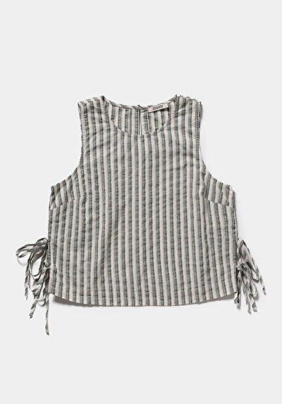 Afficher les détails de Chemise À Manches Courtes Vert Rayé Fashion Fit Femme