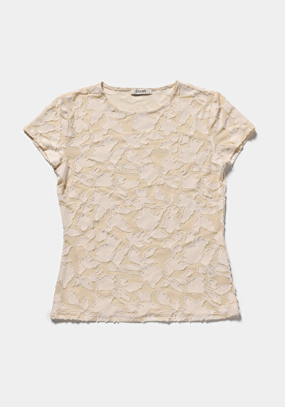 Image de Blouse À Manches Courtes Ecru Slim Fit Manches Courtes Femme