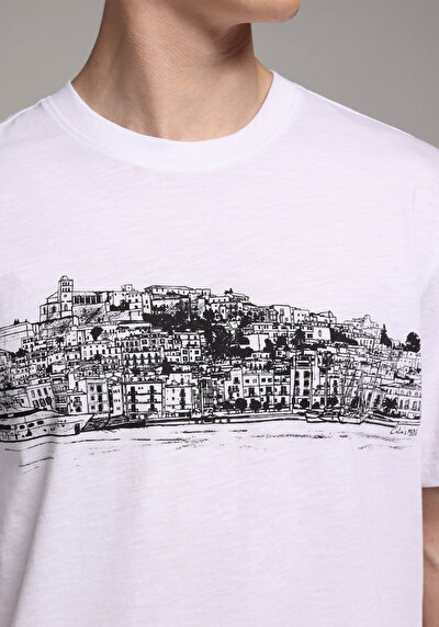 Image de T-shirt À Manches Courtes Blanc Regular Fit Droit Homme