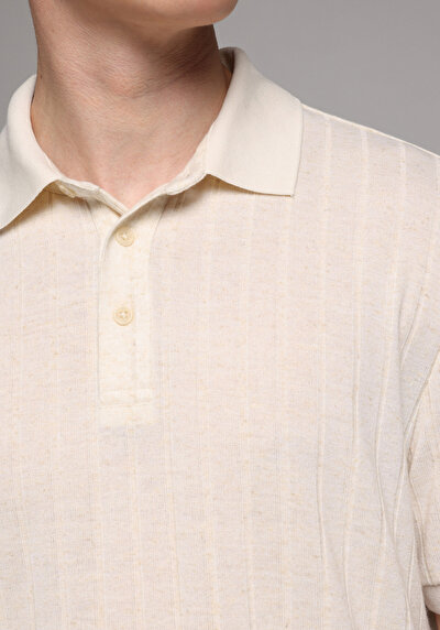 Image de T-shirt Polo À Manches Courtes Beige Droit Regular Fit Homme