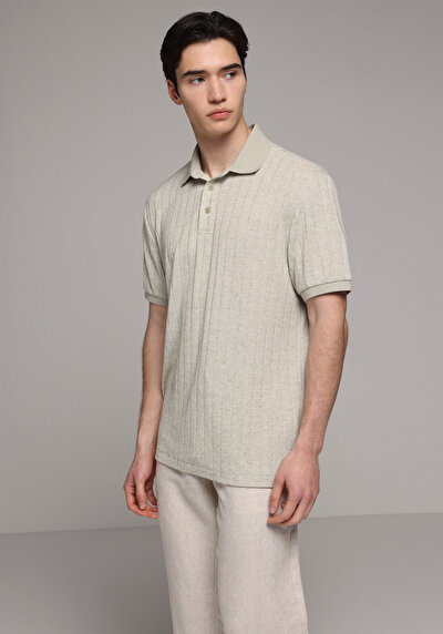 Image de T-shirt Polo À Manches Courtes Vert Droit Regular Fit Homme