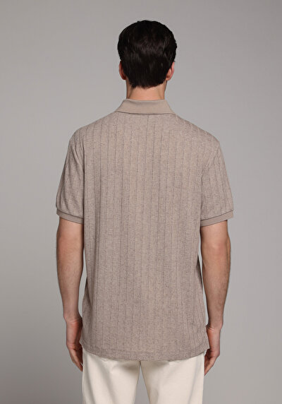 Image de T-shirt Polo À Manches Courtes Marron Droit Regular Fit Homme
