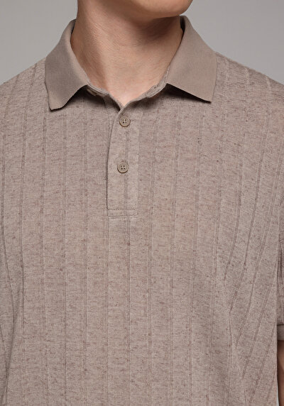 Image de T-shirt Polo À Manches Courtes Marron Droit Regular Fit Homme