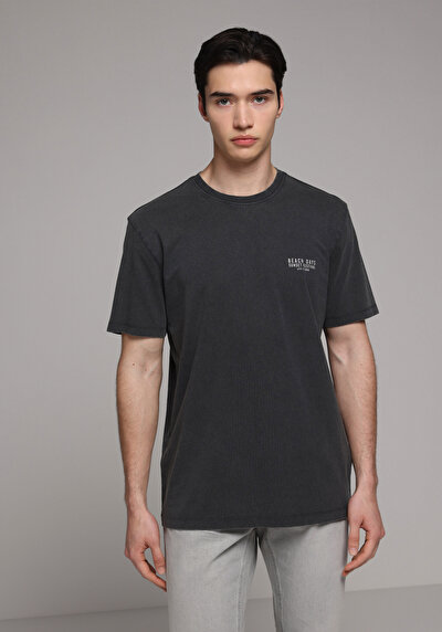 Image de T-shirt À Manches Courtes Anthracite Regular Fit Droit Homme