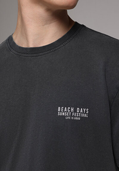 Image de T-shirt À Manches Courtes Anthracite Regular Fit Droit Homme