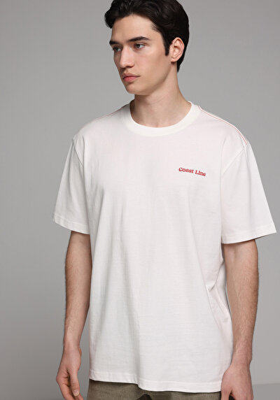 Image de T-shirt À Manches Courtes Blanc Comfort Fit Droit Homme