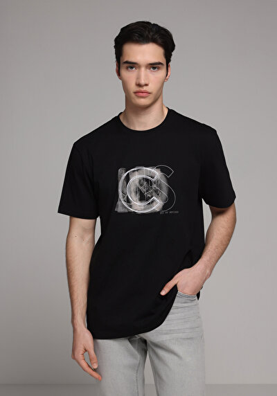 Image de T-shirt À Manches Courtes Noir Regular Fit Droit Homme