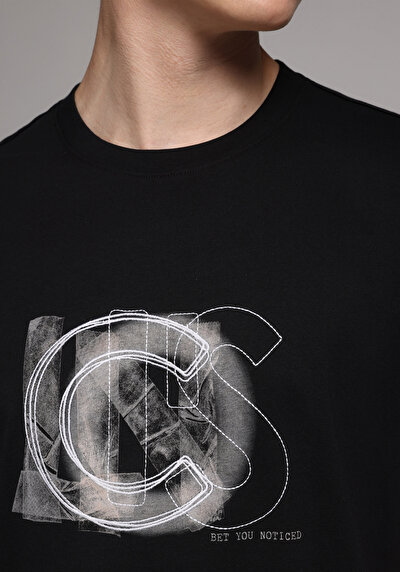 Image de T-shirt À Manches Courtes Noir Regular Fit Droit Homme