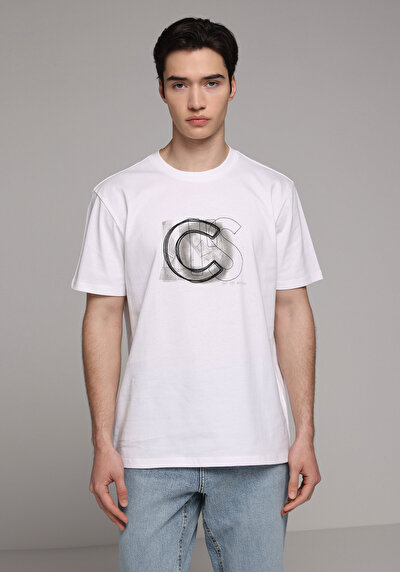Image de T-shirt À Manches Courtes Blanc Regular Fit Droit Homme