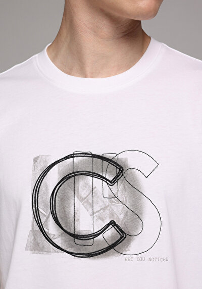 Image de T-shirt À Manches Courtes Blanc Regular Fit Droit Homme