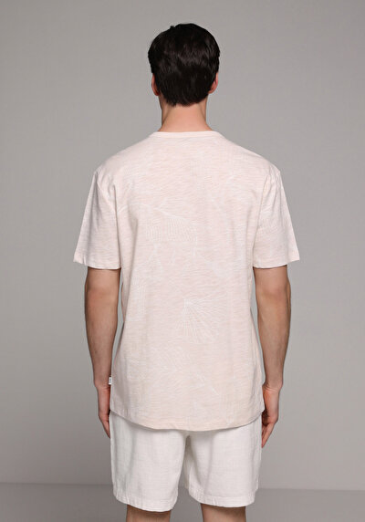 Image de T-shirt À Manches Courtes Ecru Regular Fit Droit Homme