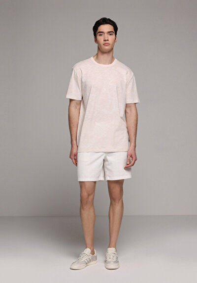 Image de T-shirt À Manches Courtes Ecru Regular Fit Droit Homme