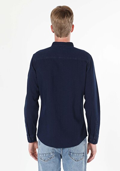 Image de Chemise À Manches Longues Bleu Slim Fit   Homme