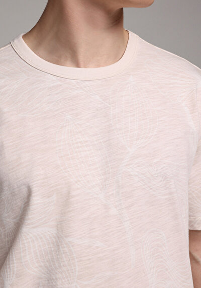 Image de T-shirt À Manches Courtes Ecru Regular Fit Droit Homme