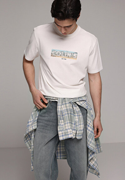 Image de T-shirt À Manches Courtes Blanc Regular Fit Droit Homme