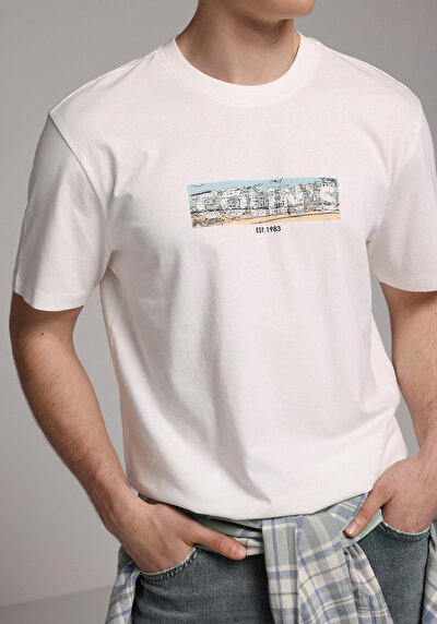 Image de T-shirt À Manches Courtes Blanc Regular Fit Droit Homme