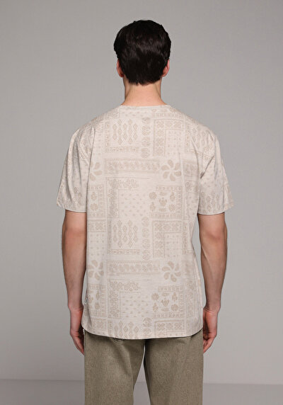 Image de T-shirt À Manches Courtes Blanc Regular Fit Imprimé Homme