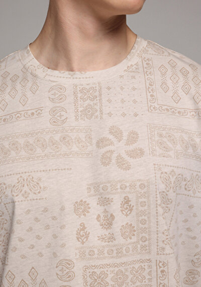 Image de T-shirt À Manches Courtes Blanc Regular Fit Imprimé Homme